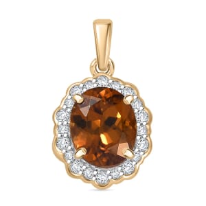 Certified & Appraised Luxoro AAA Golden Turkizite and I2 Diamond 3.37 ctw Pendant without Chain in 10K Yellow Gold