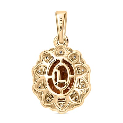 Certified & Appraised Luxoro AAA Golden Turkizite and I2 Diamond 3.37 ctw Pendant without Chain in 10K Yellow Gold