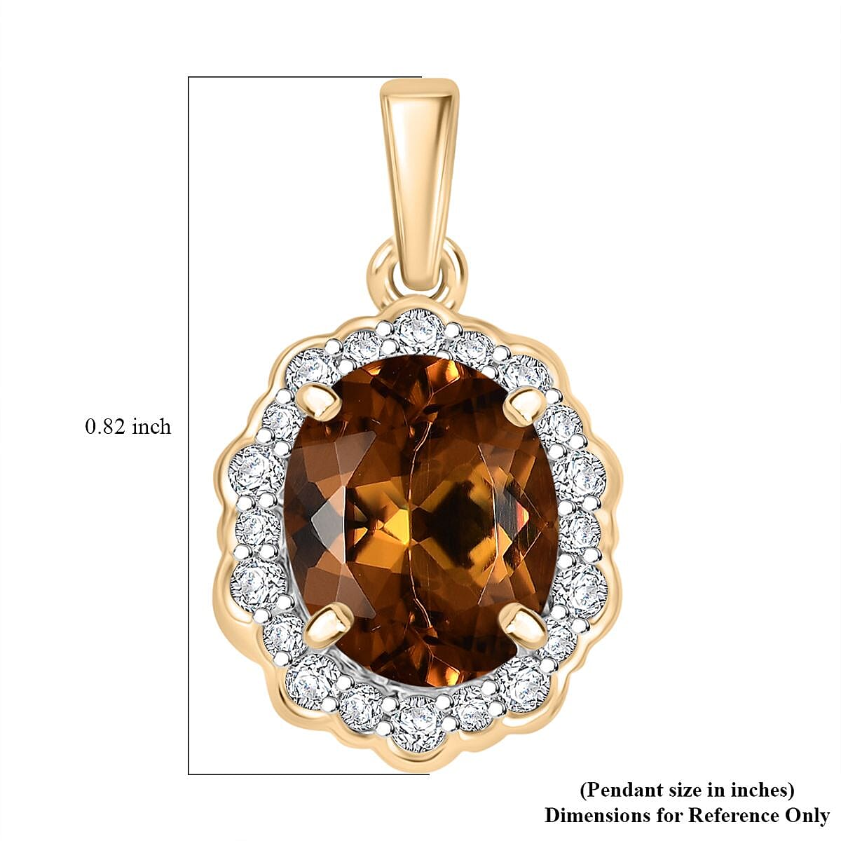 Certified & Appraised Luxoro AAA Golden Turkizite and I2 Diamond 3.37 ctw Pendant without Chain in 10K Yellow Gold