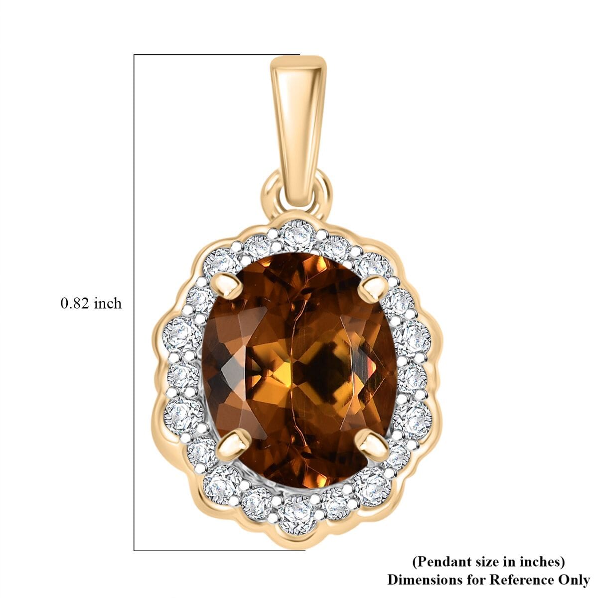 Certified & Appraised Luxoro AAA Golden Turkizite and I2 Diamond 3.37 ctw Pendant without Chain in 10K Yellow Gold image number 5