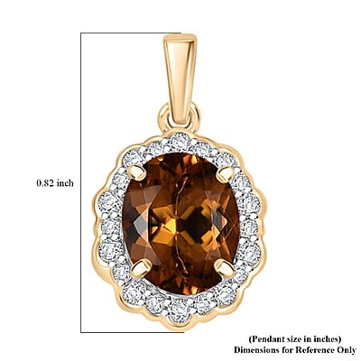 Certified & Appraised Luxoro AAA Golden Turkizite and I2 Diamond 3.37 ctw Pendant without Chain in 10K Yellow Gold