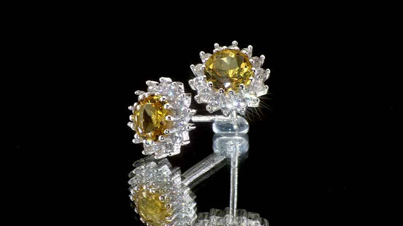 D'Joy Premium Brazilian Heliodor and White Zircon 2.15 ctw Sunburst Earrings in Rhodium Over Sterling Silver
