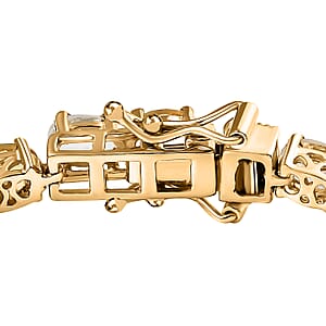 D'Joy Premium Brazilian Heliodor and White Topaz 13.80 ctw Tennis Bracelet in 18K Vermeil Yellow Gold Over Sterling Silver (6.50 In)