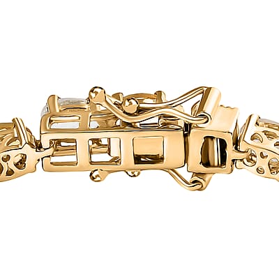 D'Joy Premium Brazilian Heliodor and White Topaz 13.80 ctw Tennis Bracelet in 18K Vermeil Yellow Gold Over Sterling Silver (6.50 In)