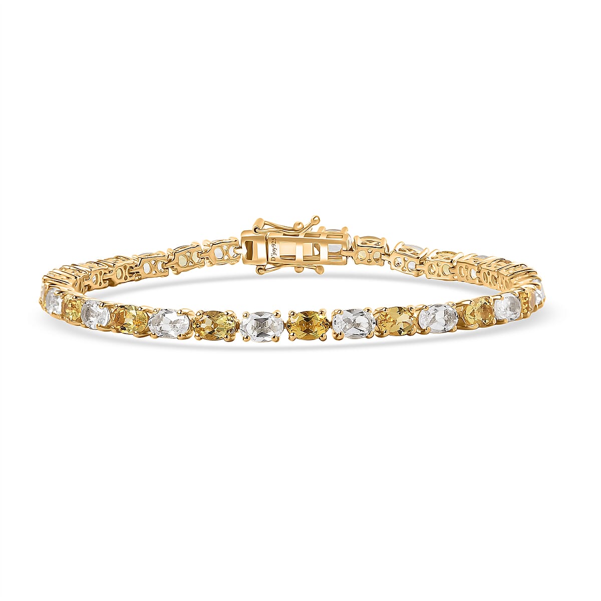 D'Joy Premium Brazilian Heliodor and White Topaz 16.90 ctw Tennis Bracelet in 18K Vermeil Yellow Gold Over Sterling Silver (8.00 In) image number 0