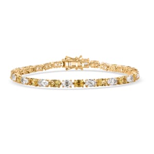D'Joy Premium Brazilian Heliodor and White Topaz 16.90 ctw Tennis Bracelet in 18K Vermeil Yellow Gold Over Sterling Silver (8.00 In)