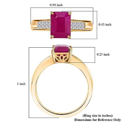 Luxoro AAA Royal Ruby and Diamond I2 3.50 ctw Ring in 10K Yellow Gold (Size 11.0)