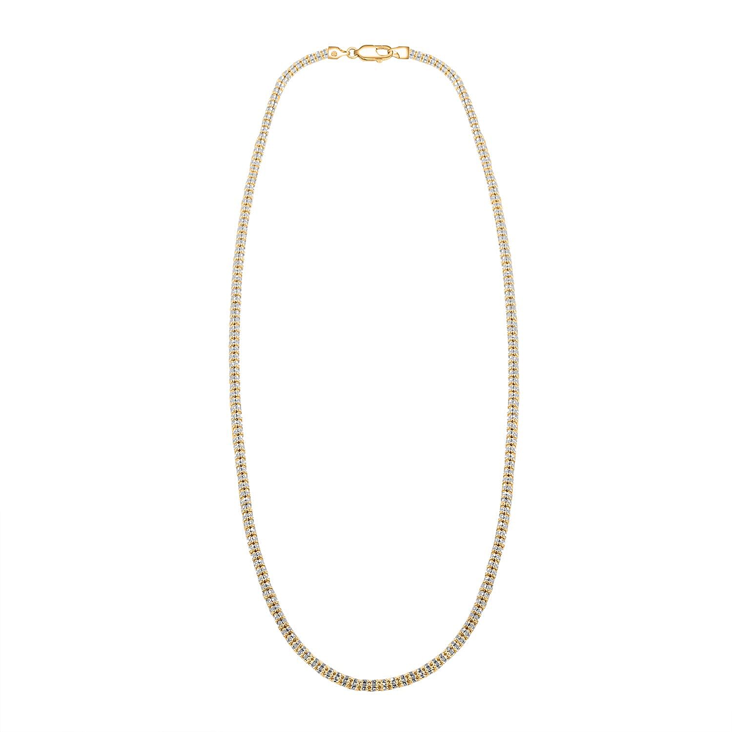 3.5mm Ice Chain Necklace in 10K Yellow and White Gold 22.30 Grams 24 Inches