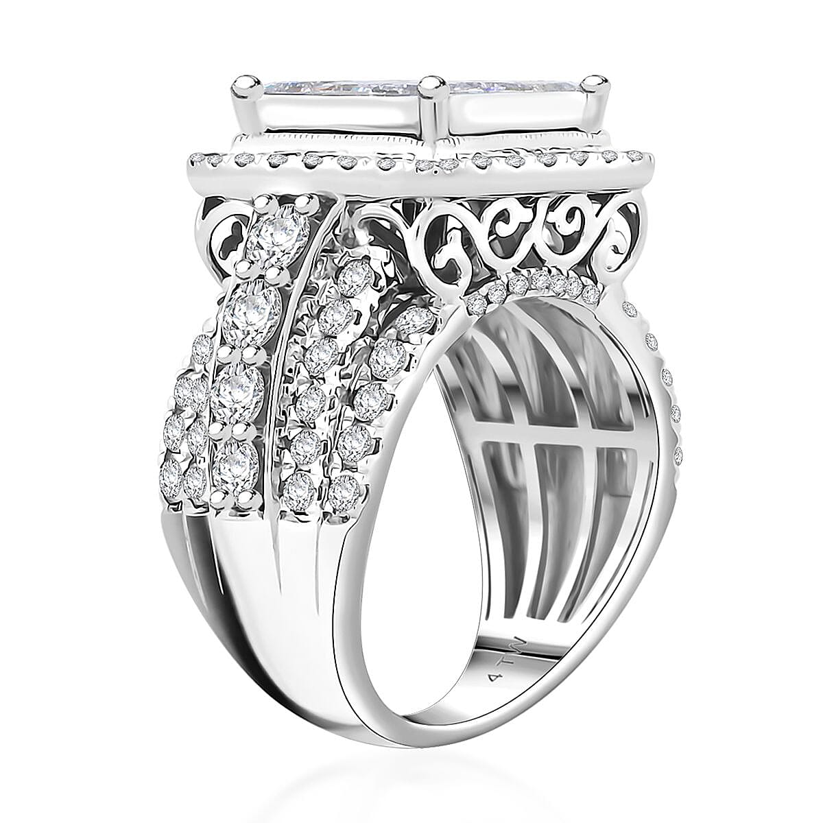 NY Closeout Deal Princess Cut Diamond G-H SI-I1 4.00 ctw Ring in 10K White Gold (Size 10.0) 9.68 Grams (Delivery in 7-10 days)