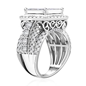 NY Closeout Deal Princess Cut Diamond G-H SI-I1 4.00 ctw Ring in 10K White Gold (Size 8.0) 9.68 Grams (Delivery in 7-10 days)