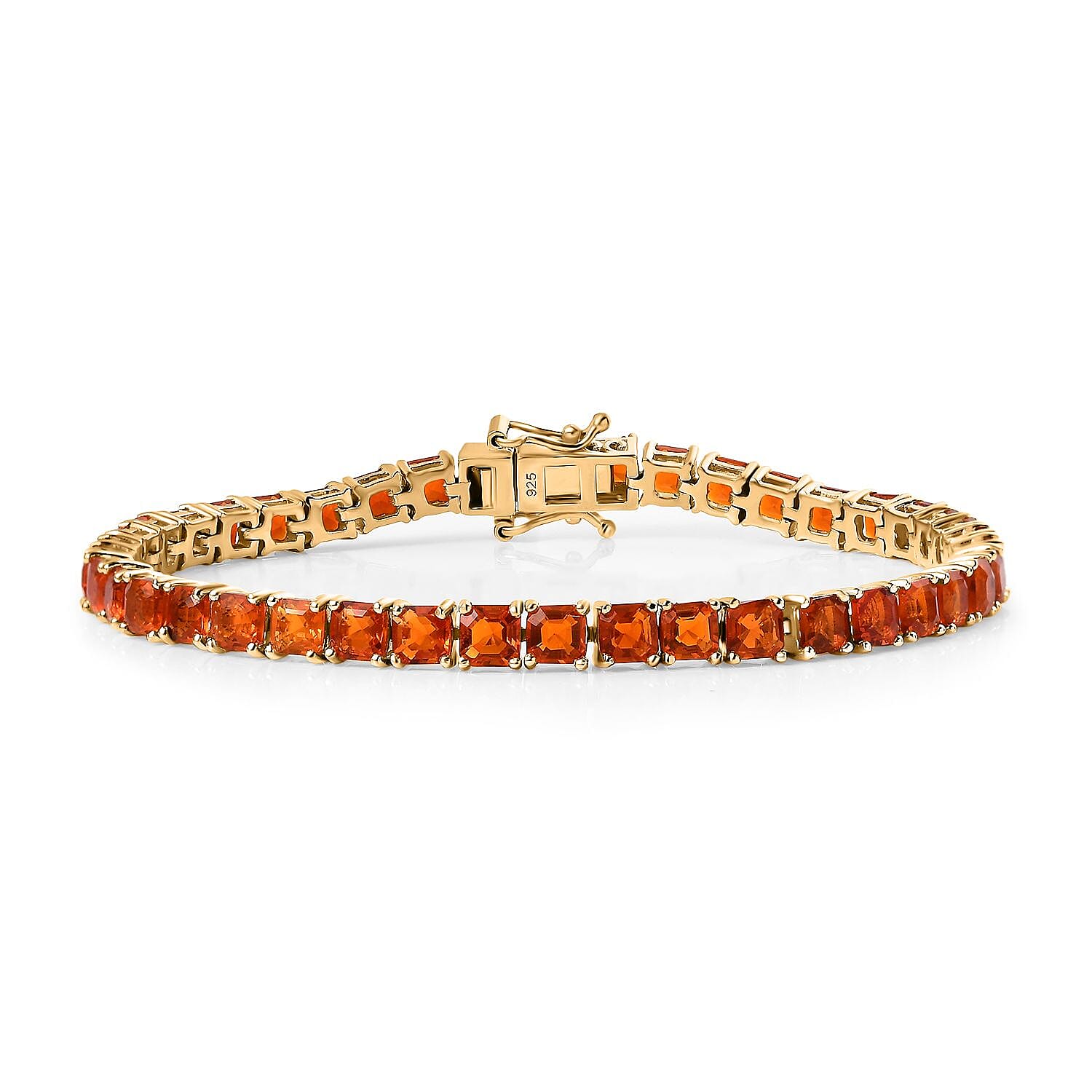 Crimson Fire Opal 8.58 ctw Bracelet in 18K Vermeil Yellow Gold Over Sterling Silver (7.50 In)
