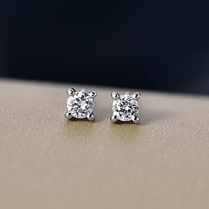 Luxuriant Lab Grown Diamond E-F VS 0.20 ctw Stud Earrings in Platinum Over Sterling Silver