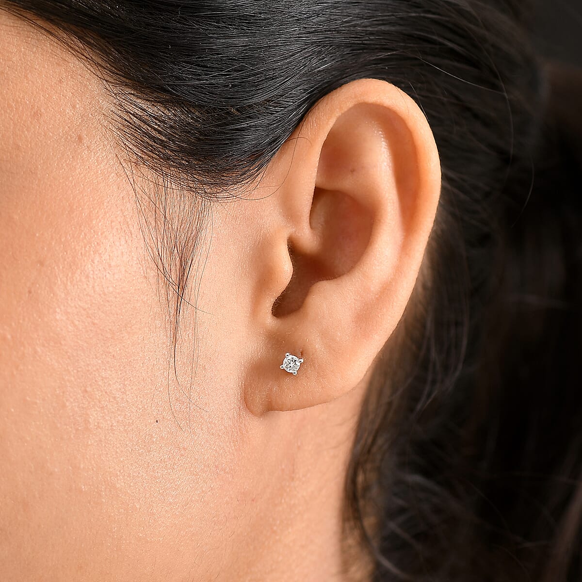 Luxuriant Lab Grown Diamond E-F VS 0.20 ctw Stud Earrings in Platinum Over Sterling Silver image number 2