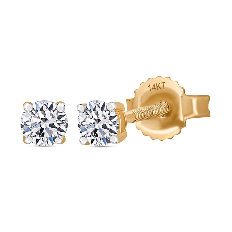 Luxuriant Lab Grown Diamond E-F VS 0.20 ctw Stud Earrings in 14K Yellow Gold