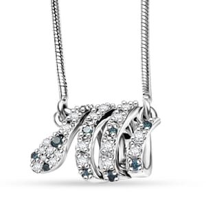 GP Trionfo Collection Blue and White Diamond 0.21 ctw Serpent Necklace 18 Inches in Rhodium Over Sterling Silver