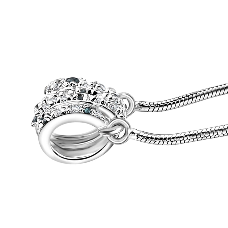 GP Trionfo Collection Blue and White Diamond 0.21 ctw Serpent Necklace 18 Inches in Rhodium Over Sterling Silver