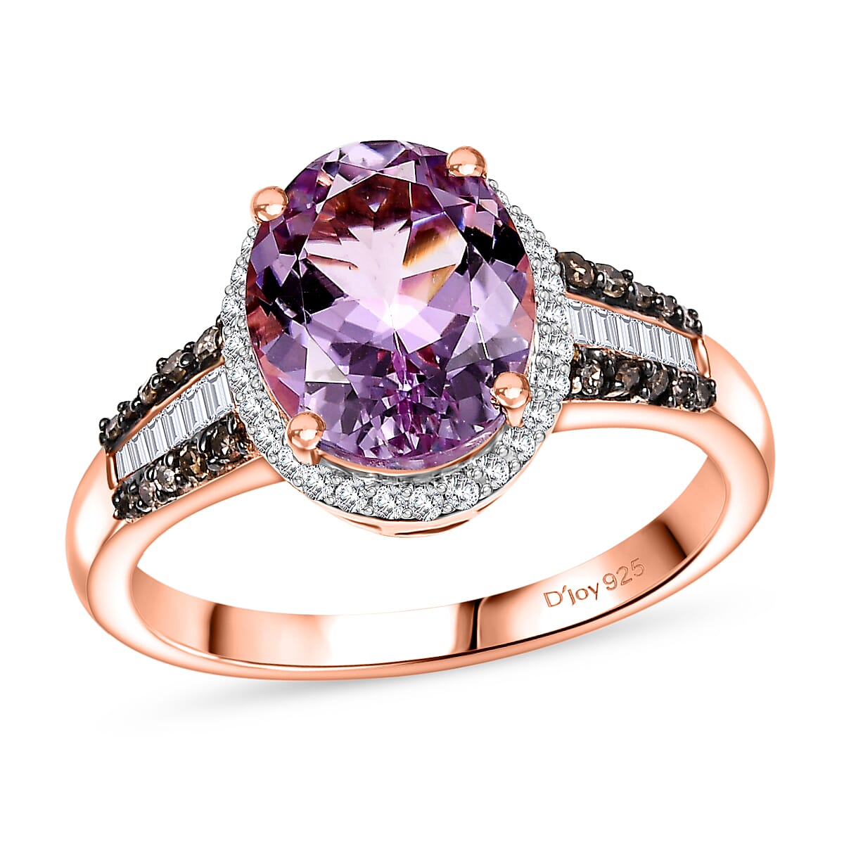 D'Joy Premium Martha Rocha Kunzite, Natural Champagne and White Diamond 3.70 ctw Twilight Blossom Ring in 18K Vermeil Rose Gold Over Sterling Silver (Size 10.0) image number 0