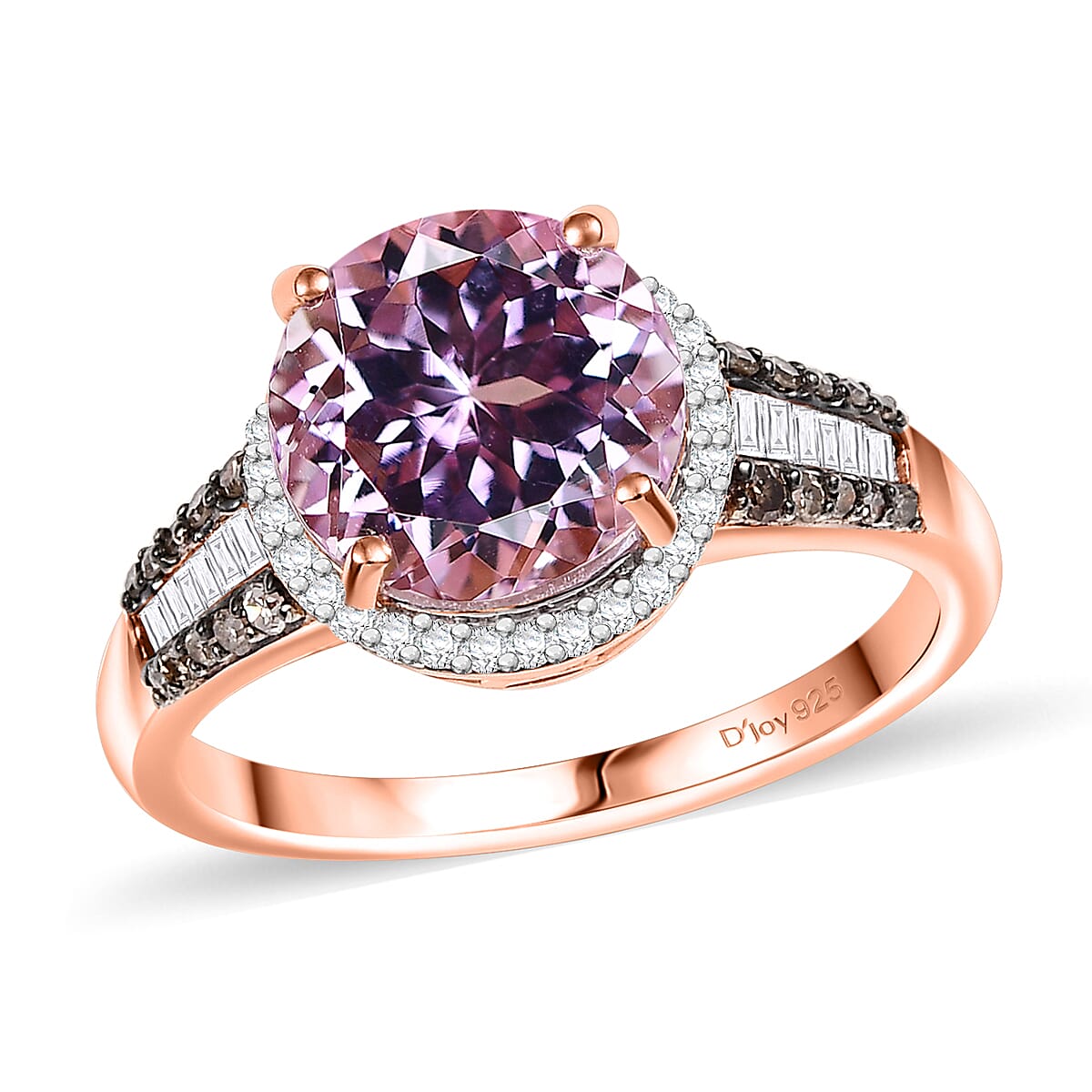 D'Joy Premium Martha Rocha Kunzite, Natural Champagne and White Diamond 3.80 ctw Twilight Blossom Ring in 18K Vermeil Rose Gold Over Sterling Silver (Size 6.0) image number 0