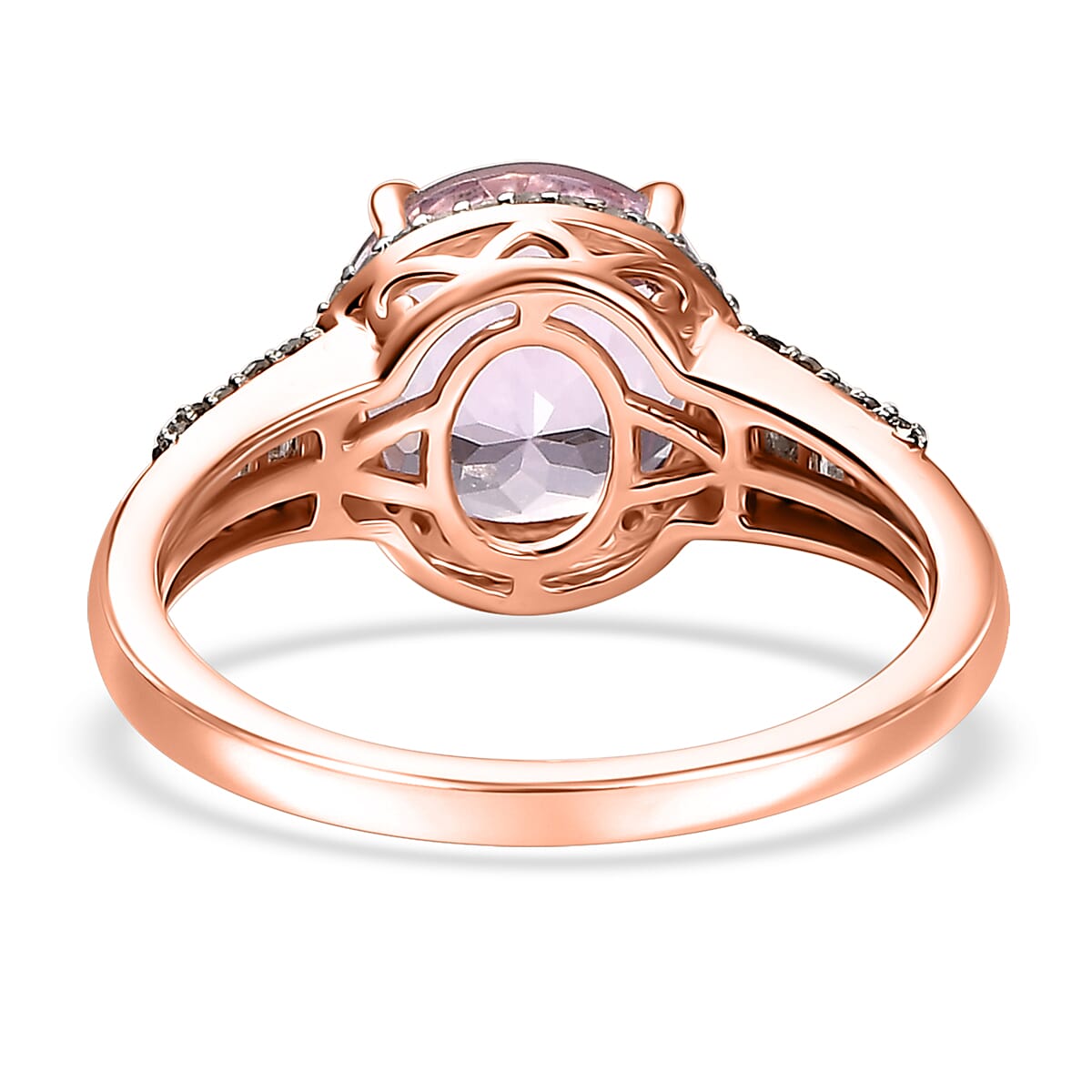 D'Joy Premium Martha Rocha Kunzite, Natural Champagne and White Diamond 3.80 ctw Twilight Blossom Ring in 18K Vermeil Rose Gold Over Sterling Silver (Size 6.0) image number 4