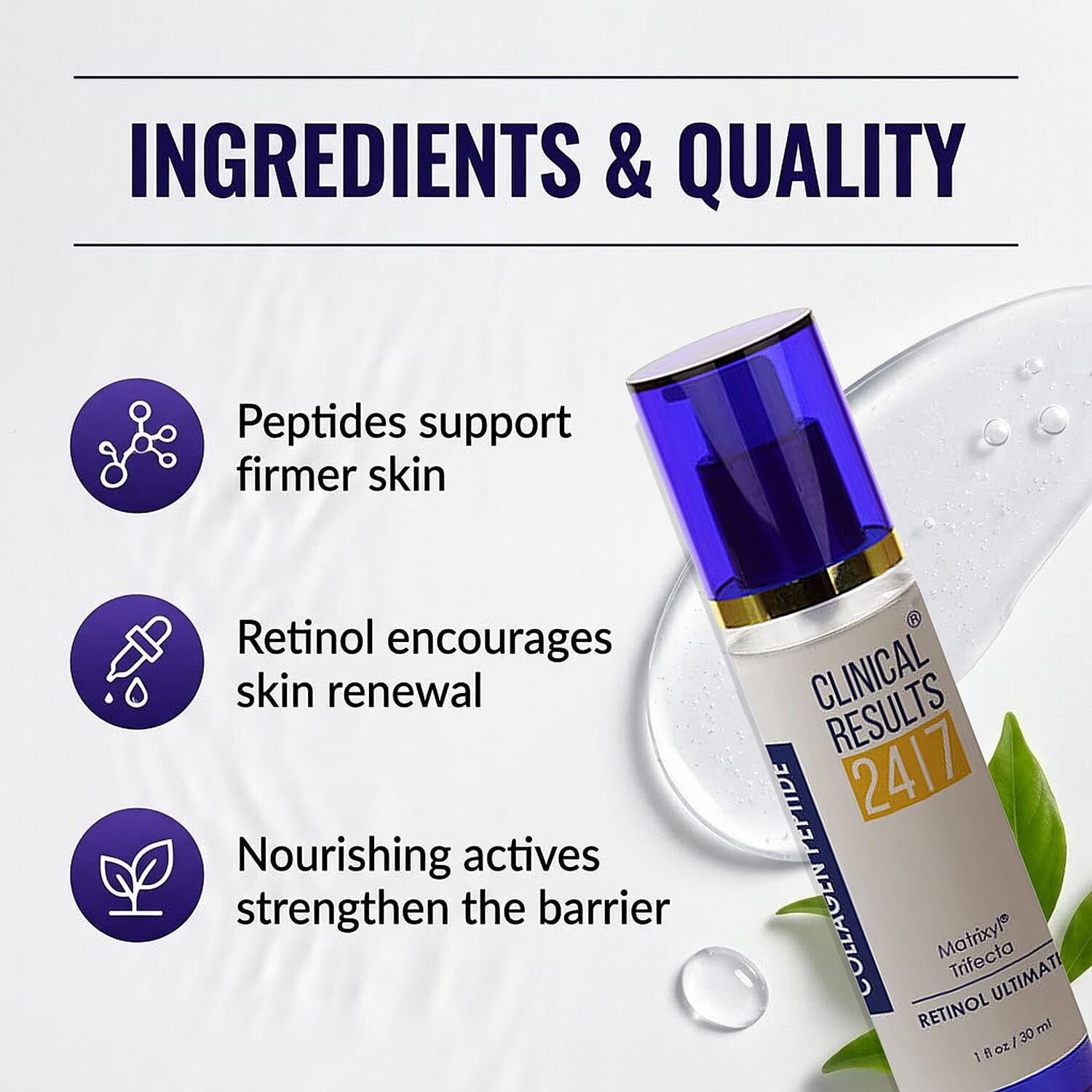 Clinical Results 24/7 Collagen Peptide Matrixyl Trifecta Retinol Ultimate (1oz)