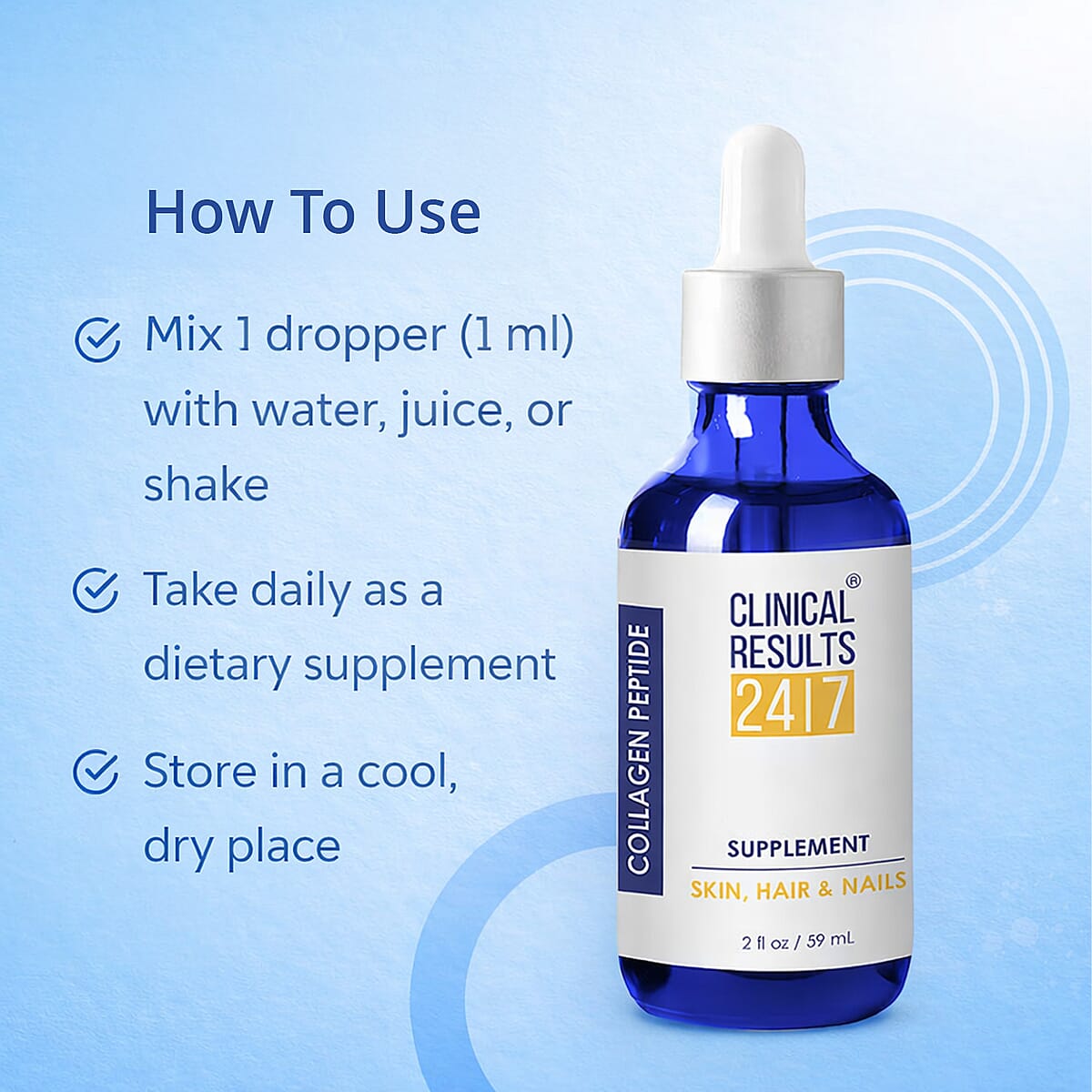 Clinical Results 24/7 Collagen Peptide Supplement for Skin, Hair & Nails (2oz) image number 2