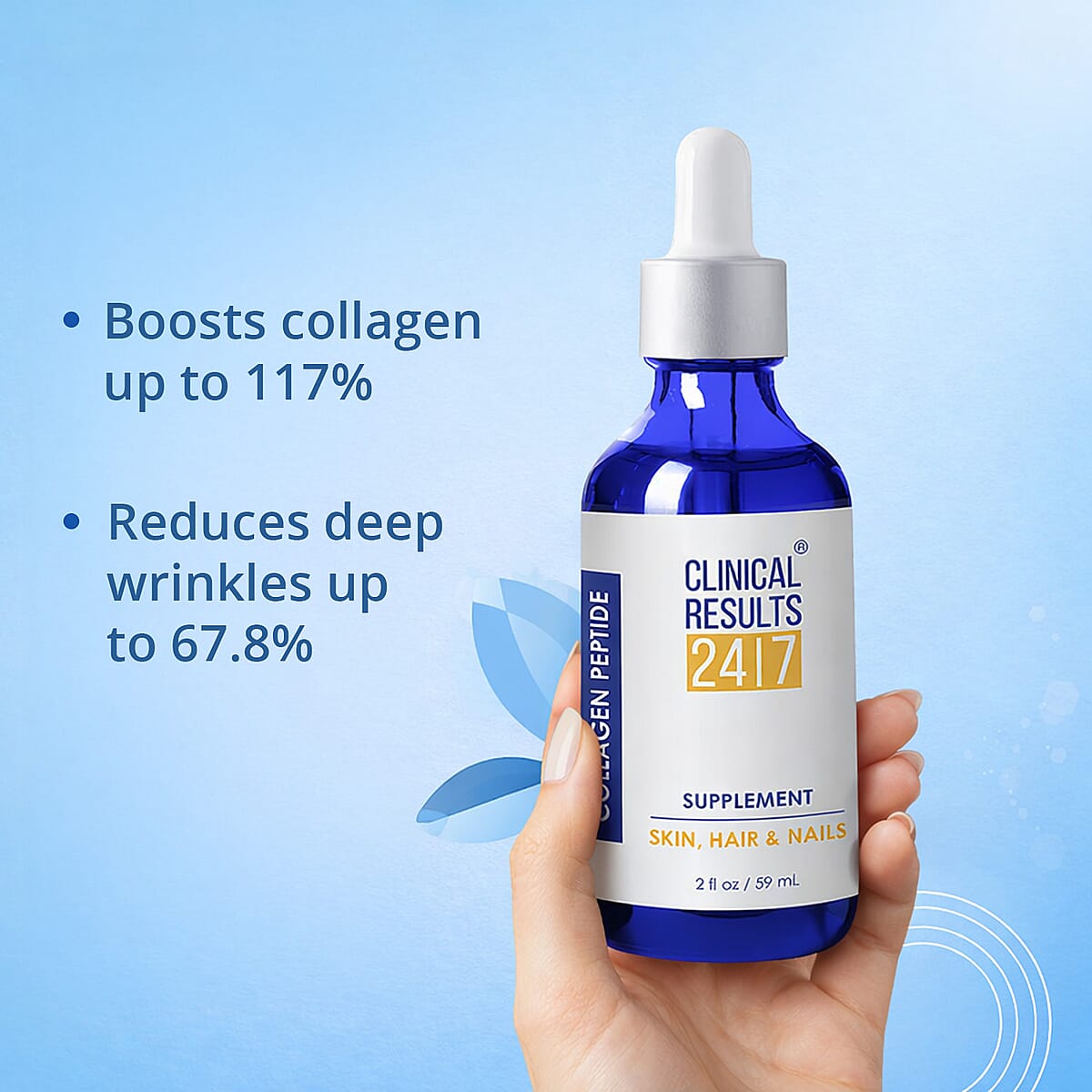 Clinical Results 24/7 Collagen Peptide Supplement for Skin, Hair & Nails (2oz) image number 4