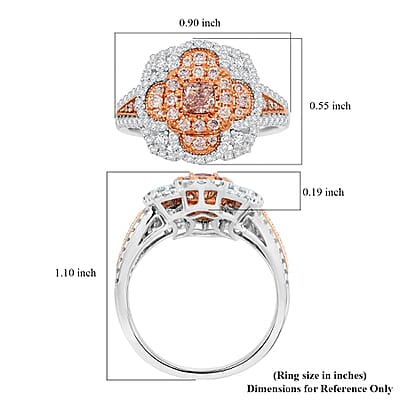 Modani Natural Pink and White Diamond SI 1.00 ctw Ring in 950 Platinum (Size 10.0) 5.70 Grams