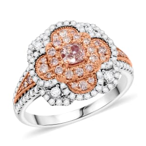 Modani Natural Pink and White Diamond SI 1.00 ctw Ring in 950 Platinum (Size 5.0) 5.70 Grams