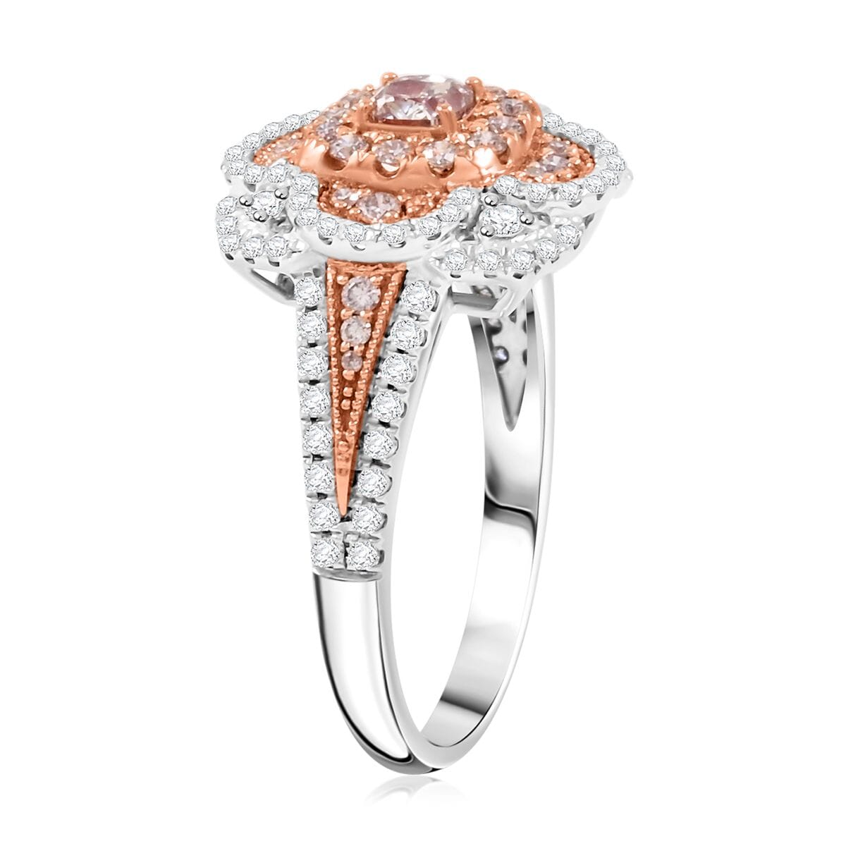 Modani Natural Pink and White Diamond SI 1.00 ctw Ring in 950 Platinum (Size 5.0) 5.70 Grams image number 3