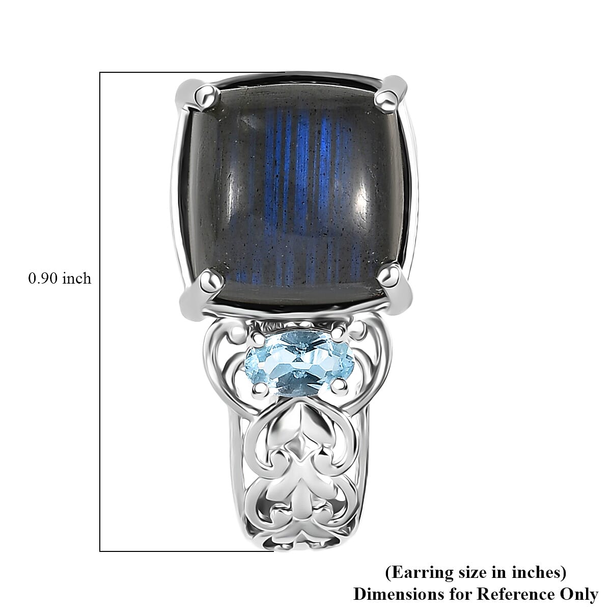 EverTrue Malagasy Labradorite and Sky Blue Topaz 9.50 ctw Hoop Earrings in Platinum Bond image number 4