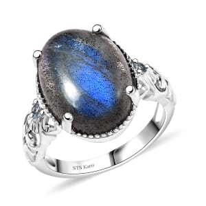 Karis Malagasy Labradorite and Blue Topaz 10.65 ctw Ring in Platinum Bond (Size 10.0)