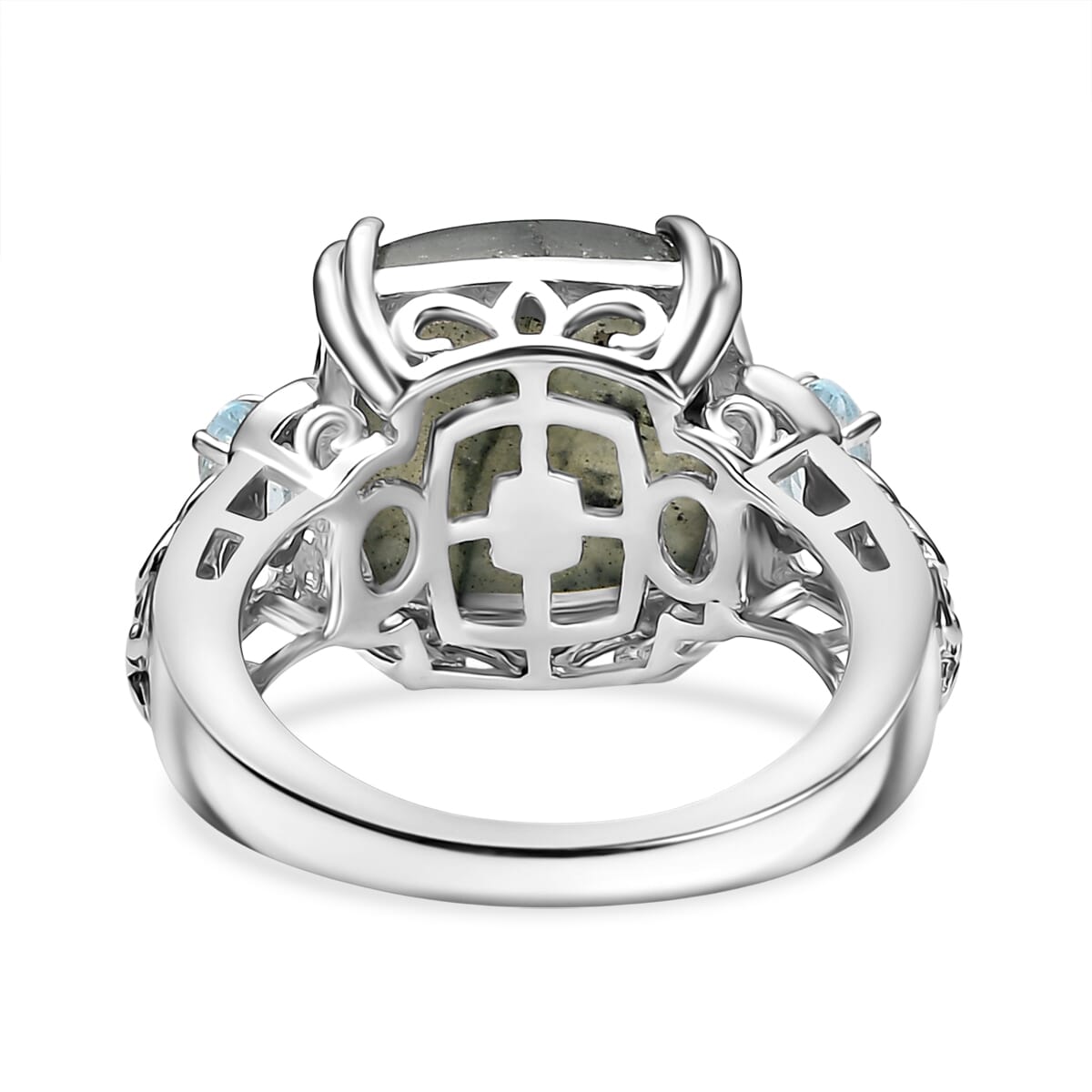 EverTrue Malagasy Labradorite and Sky Blue Topaz 9.65 ctw Ring in Platinum Bond (Size 8.0) image number 4