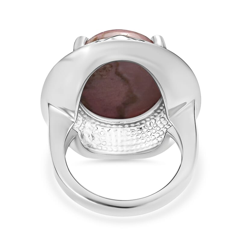 Rhodonite 20.85 ctw Solitaire Ring in Stainless Steel (Size 10.0) 