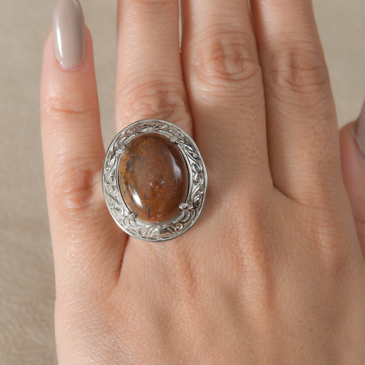 Aqua Nueva Moss 16.30 ctw Solitaire Ring in Stainless Steel (Size 10.0)  image number 2