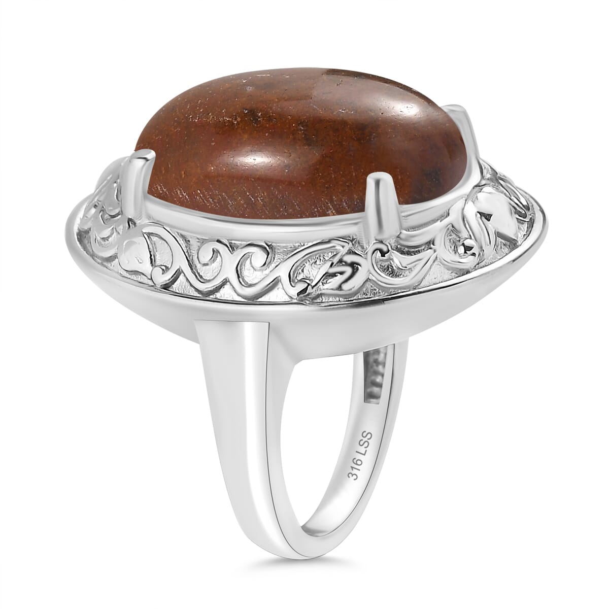 Aqua Nueva Moss 16.30 ctw Solitaire Ring in Stainless Steel (Size 10.0)  image number 3