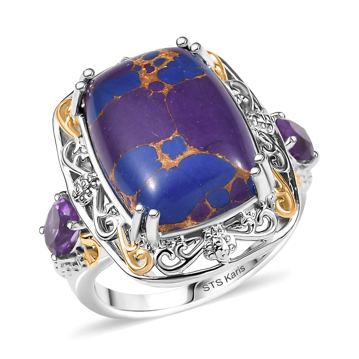 Mojave Purple Turquoise and African Amethyst 9.60 ctw Solitaire Ring in 18K YG Plated and Platinum Bond (Size 10.0) image number 0