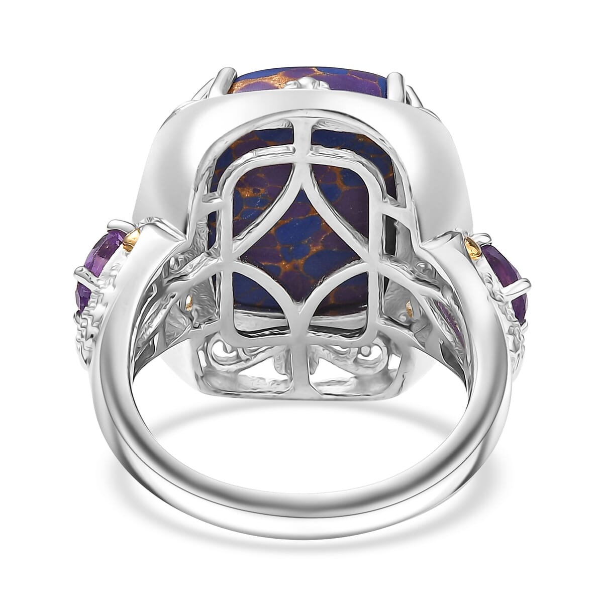Karis Mojave Purple Turquoise and African Amethyst 9.60 ctw Ring in 18K YG Plated and Platinum Bond (Size 11.0) image number 4