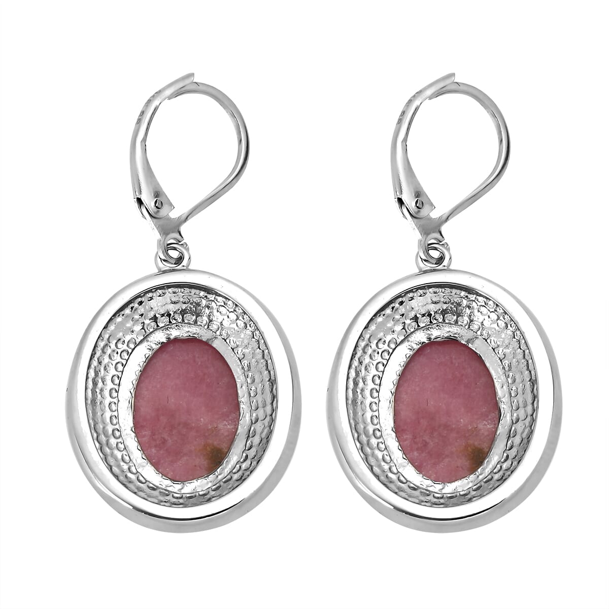 Rhodonite 18.00 ctw Lever Back Earrings in Stainless Steel  image number 4