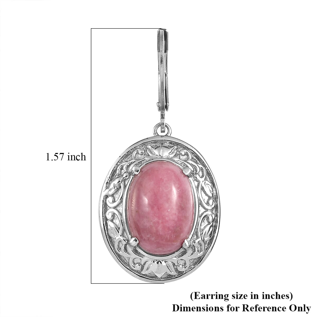 Rhodonite 18.00 ctw Lever Back Earrings in Stainless Steel  image number 5