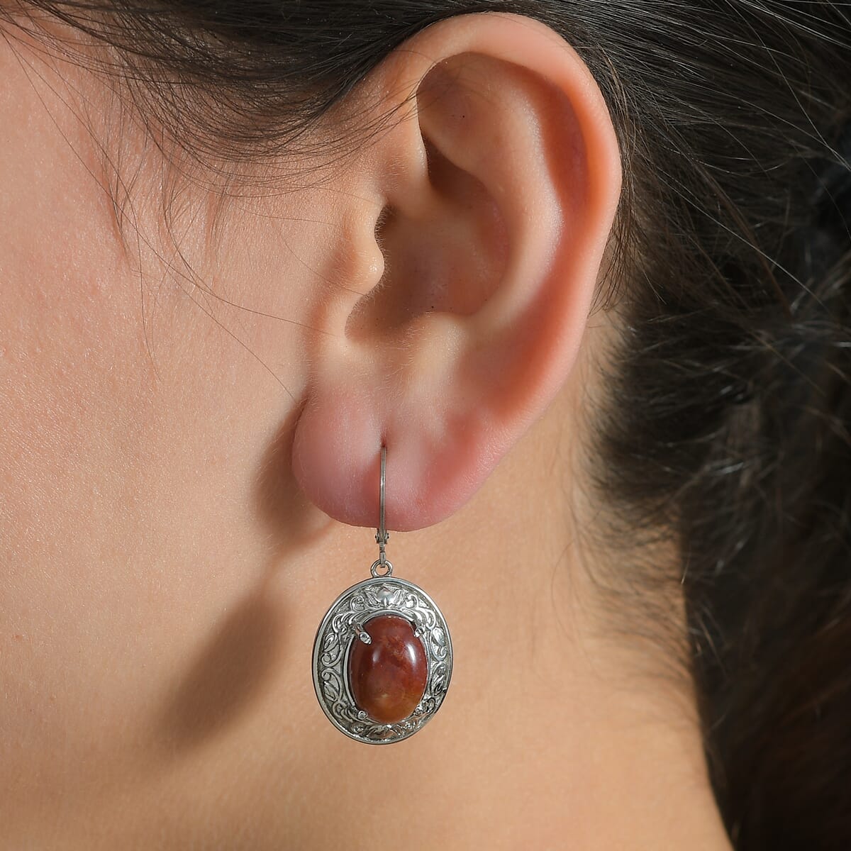 Aqua Nueva Moss 13.00 ctw Lever Back Earrings in Stainless Steel  image number 2