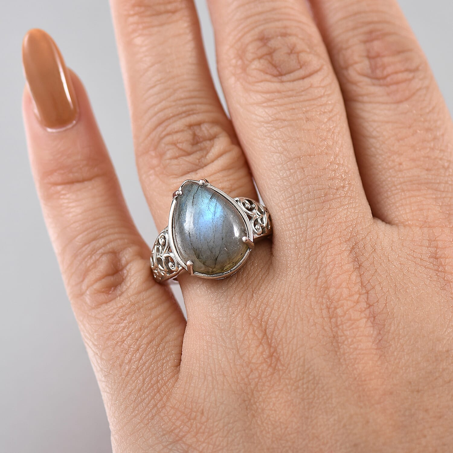 Karis Malagasy Labradorite 8.65 ctw Ring in Platinum Bond (Size 10.0)