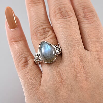 Karis Malagasy Labradorite 8.65 ctw Ring in Platinum Bond (Size 10.0)