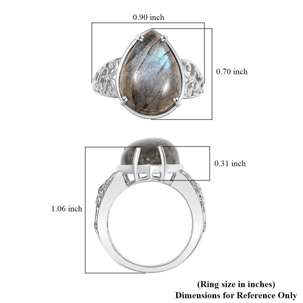 Karis Malagasy Labradorite 8.65 ctw Ring in Platinum Bond (Size 10.0) image number 5