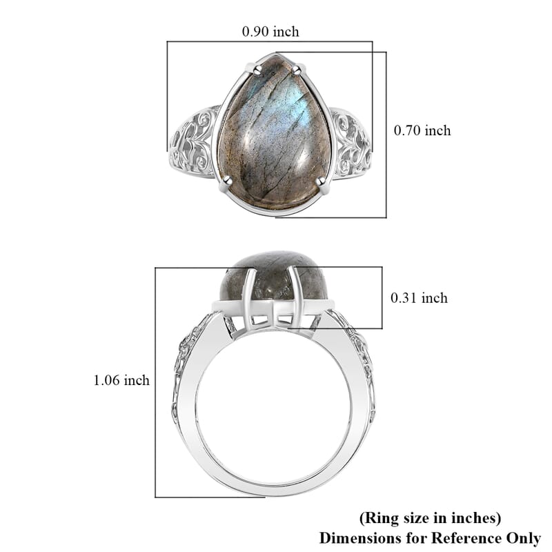 Karis Malagasy Labradorite 8.65 ctw Ring in Platinum Bond (Size 10.0)