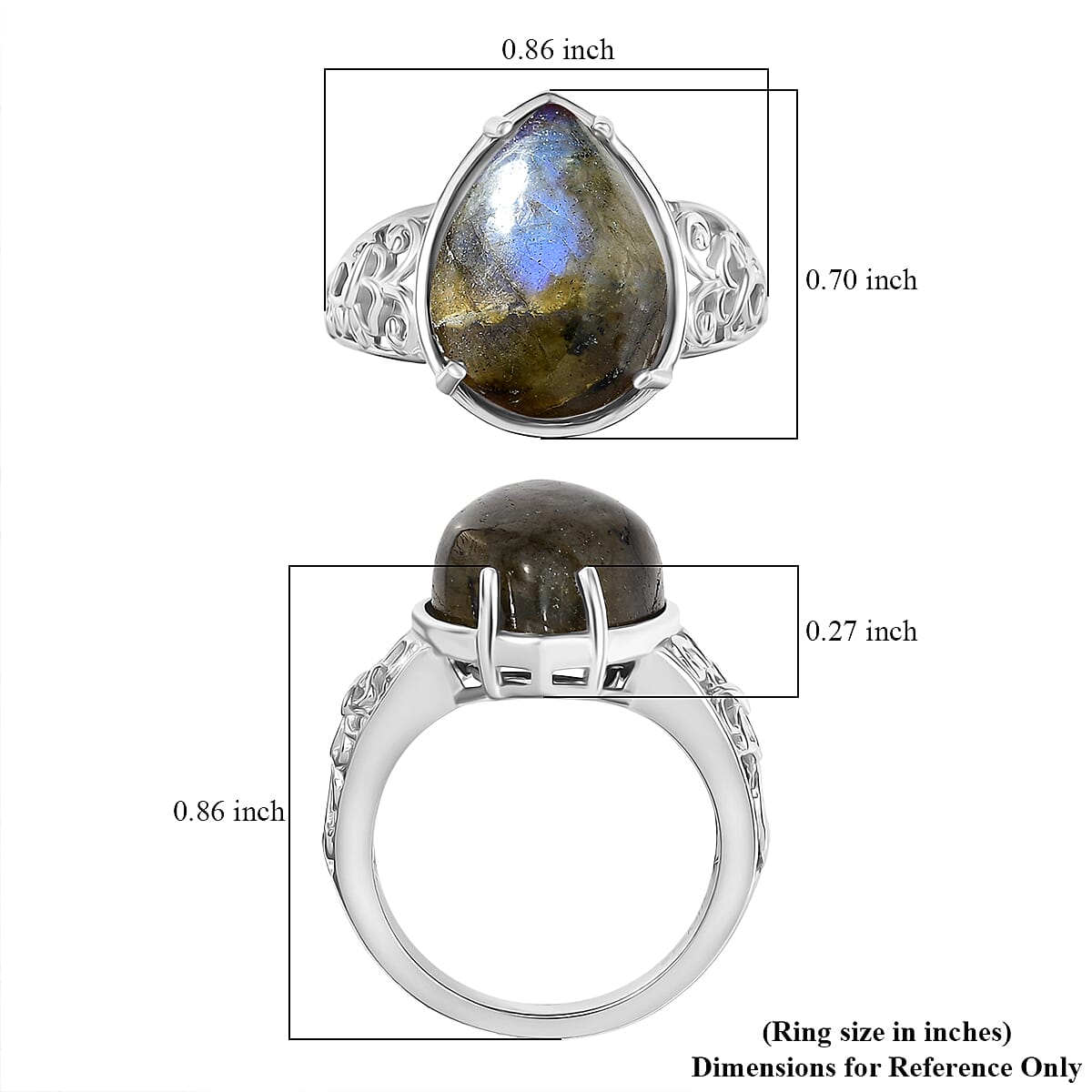 Karis Malagasy Labradorite Ring in Platinum Bond (Size 8.0) 8.65 ctw image number 5