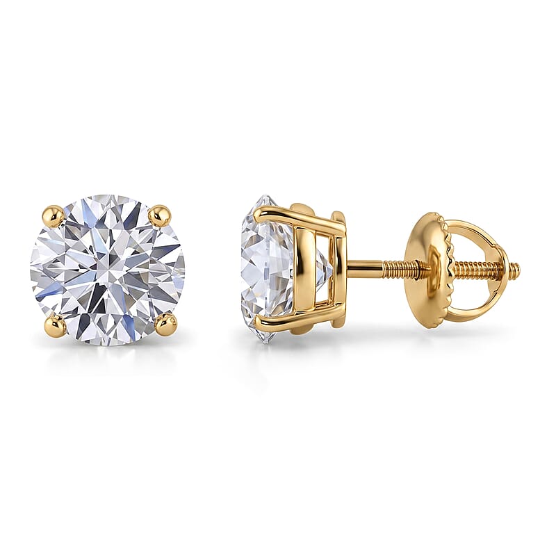 Luxuriant Lab Grown Diamond VS 4.00 ctw Stud Earrings in 14K Yellow Gold 