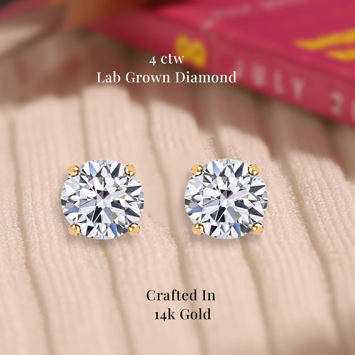 Luxuriant Lab Grown Diamond VS 4.00 ctw Stud Earrings in 14K Yellow Gold  image number 2