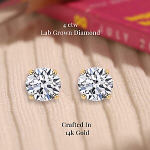 Luxuriant Lab Grown Diamond VS 4.00 ctw Stud Earrings in 14K Yellow Gold 