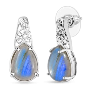 Karis Malagasy Labradorite 12.25 ctw Earrings in Platinum Bond