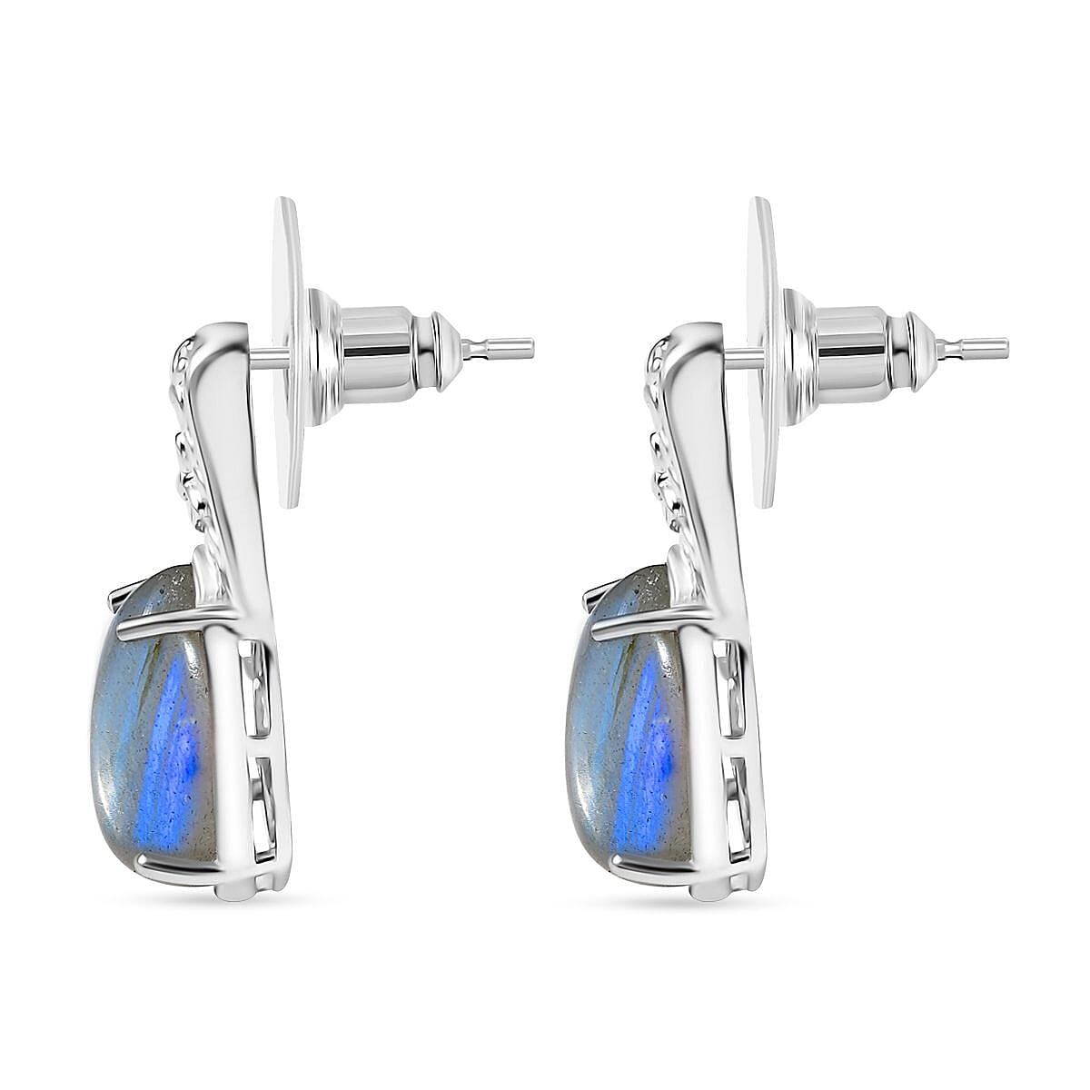 Karis Malagasy Labradorite 12.25 ctw Earrings in Platinum Bond
